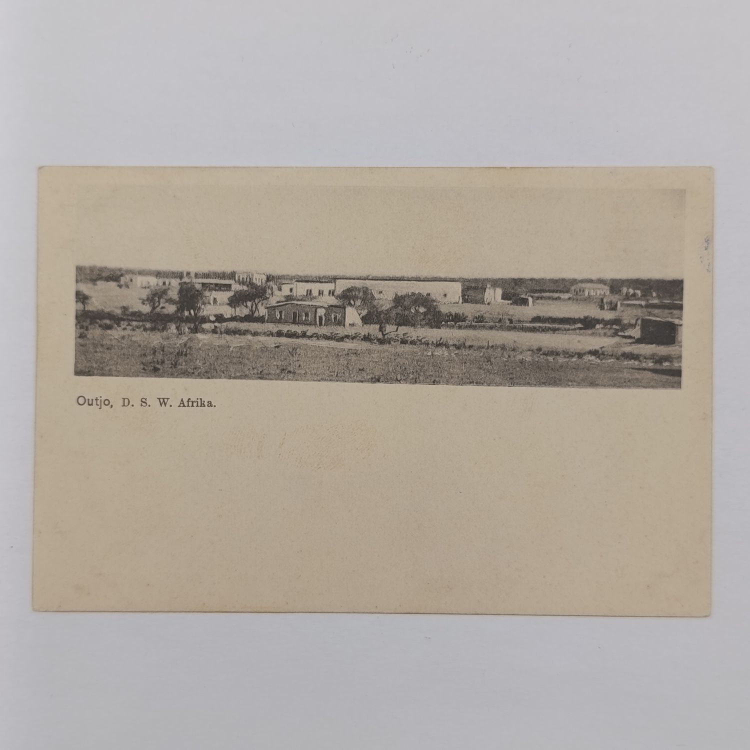 German Colonial South West African Postcard with 5 Pfennig Keiser Yacht stamp - Cancelled KUBAS - Adressed to Pastor H Zeitzler - Picture of Outjo on other side