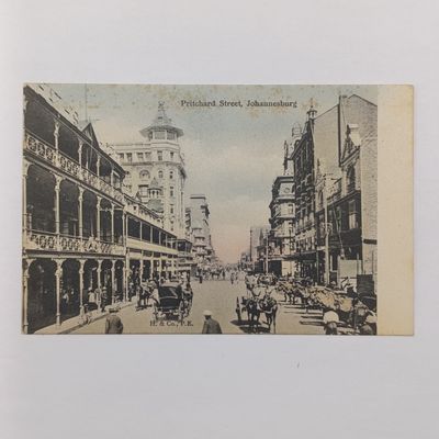 Early 1900's unused postcard with picture of Pritchard street - Johannesburg