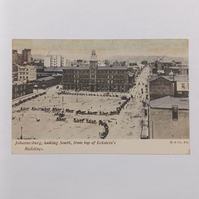 Early 1900's postcard with picture of Johannesburg taken from Eckstein Buildings