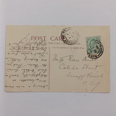 1906 Postcard Queenstown to Graaff Reinet with picture of Cathcart Road, Queenstown