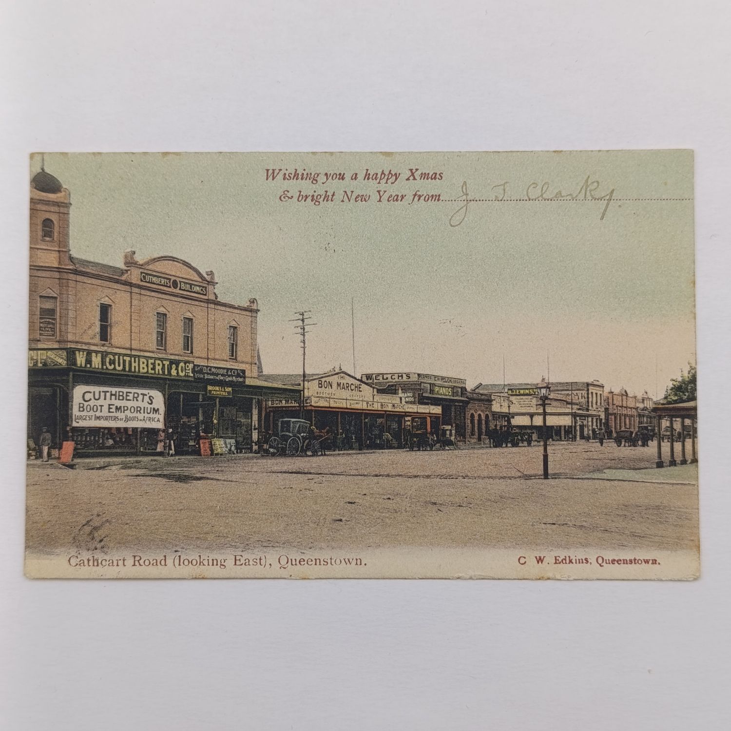 1906 Postcard Queenstown to Graaff Reinet with picture of Cathcart Road, Queenstown