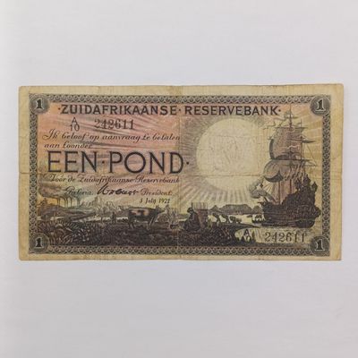 South African WH Clegg One Pound banknote - 1922 - well used