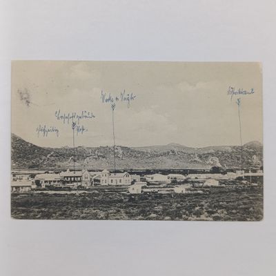 1912 German South West African postcard Okahandja to Omaruru with 5 pfennig imperial Yacht stamp - Photo of Omaruru with descriptions on other side