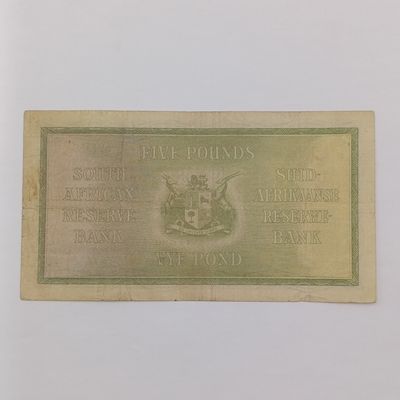 South African J Postmus 1943 5 Pounds banknote