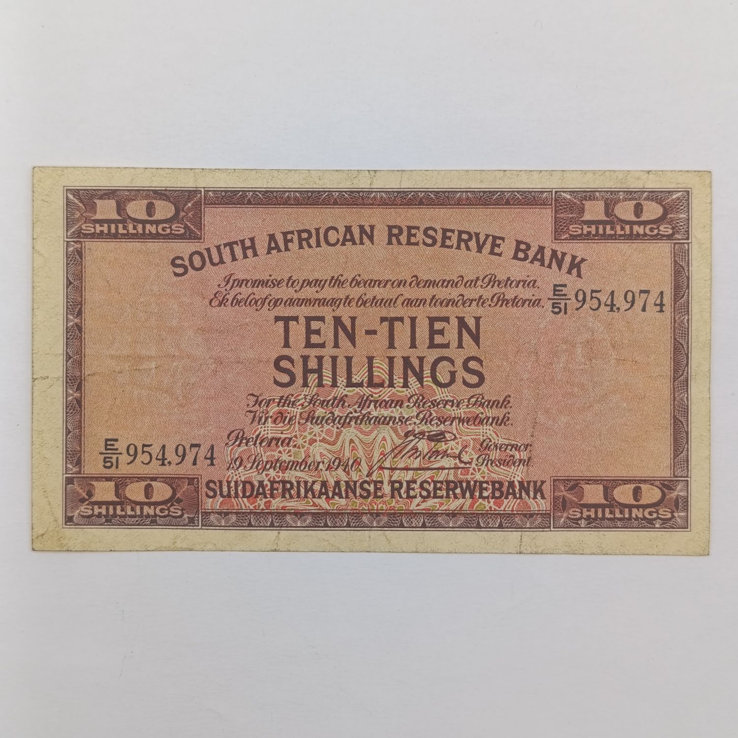 South African J Postmus 1940 Ten Shillings banknote
