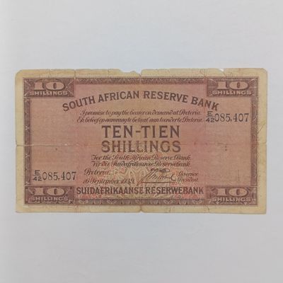 South African J Postmus 1939 Ten Shillings banknote