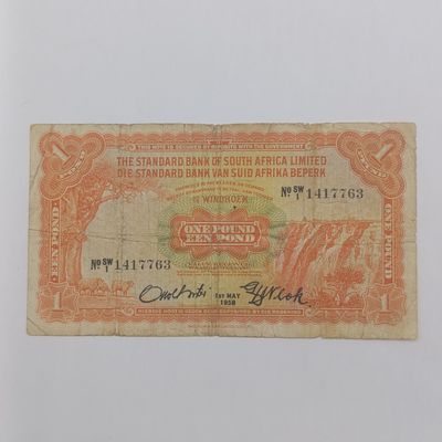 South West Africa Standard Bank 1 Pound Banknote - 1st May 1959