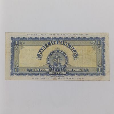 South West Africa Barclays Bank 1 Pound - 29 Nov 1958