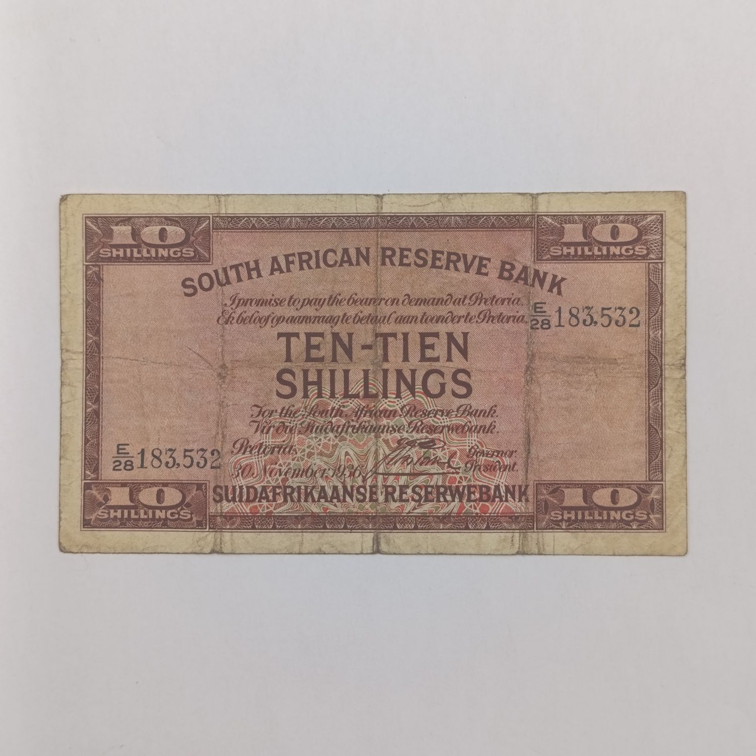 South Africa J Postmus 1936 Ten Shillings banknote