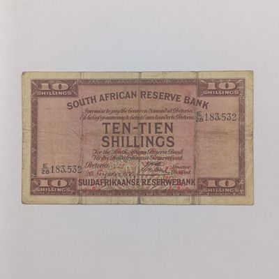 South Africa J Postmus 1936 Ten Shillings banknote