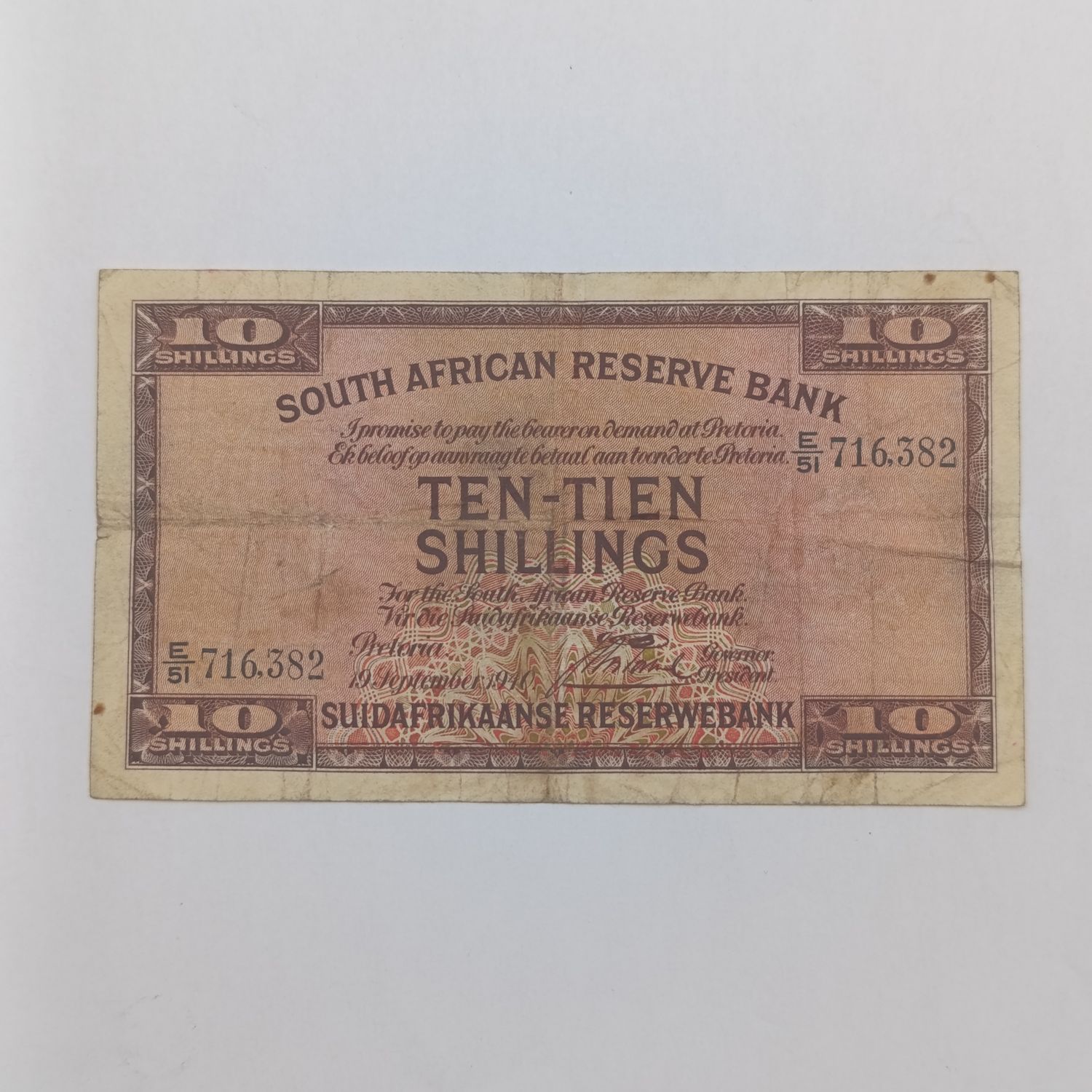 South Africa J Postmus 1940 Ten Shillings banknote