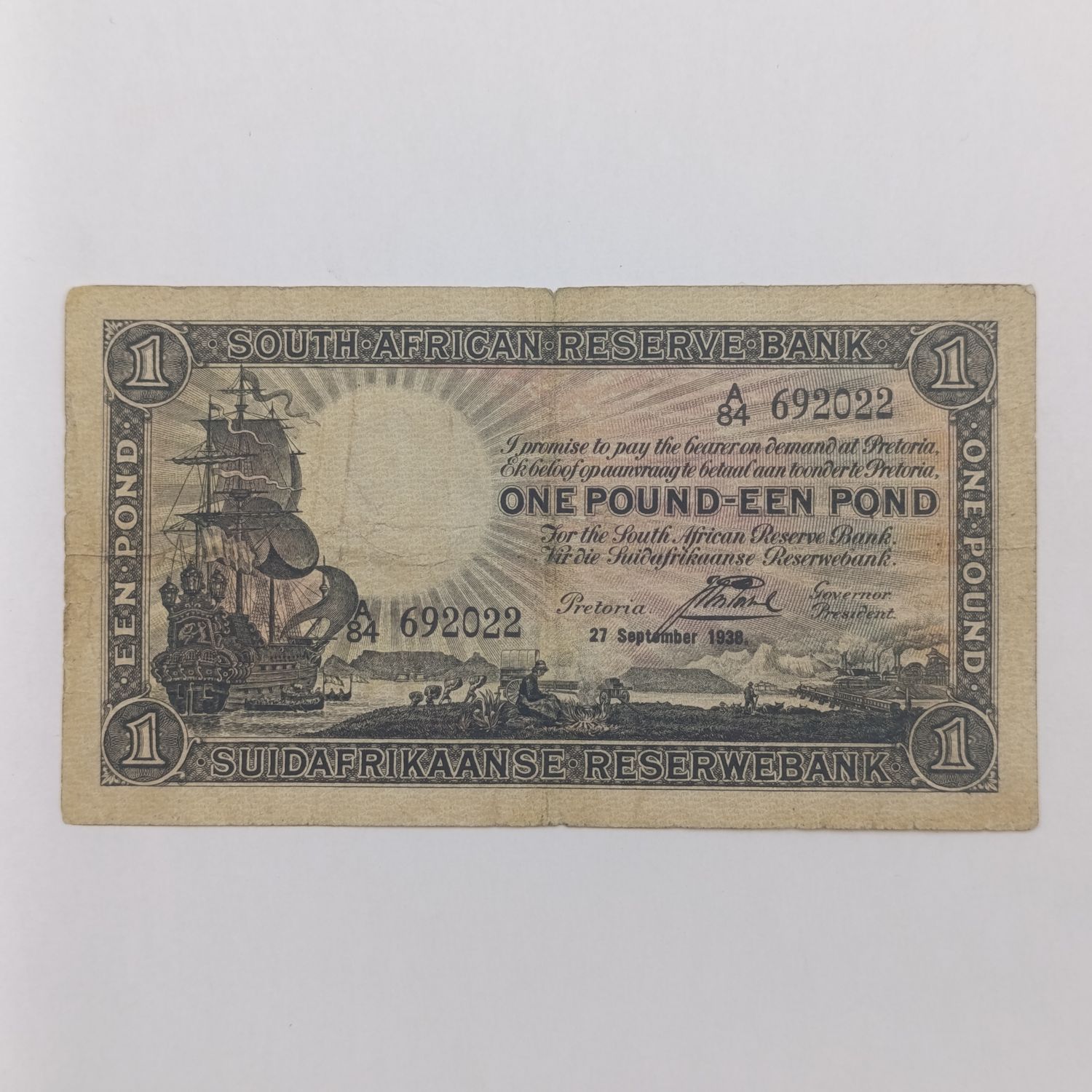 South Africa J Postmus 1938 One Pound banknote