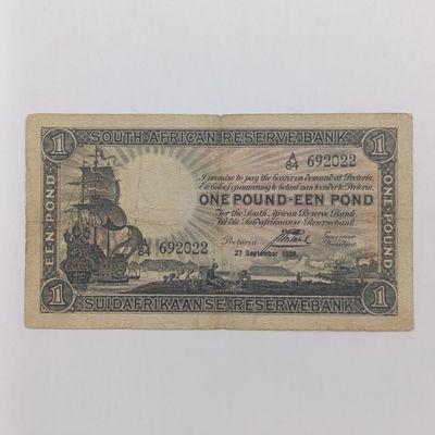 South Africa J Postmus 1938 One Pound banknote