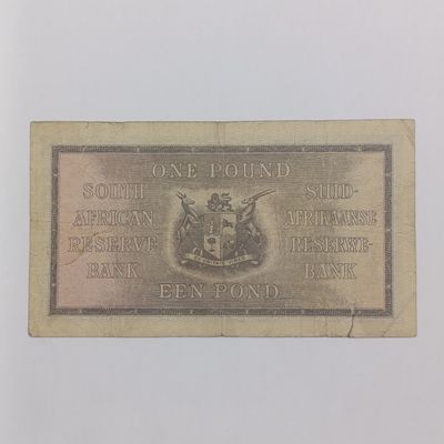 South Africa J Postmus 1942 One Pound banknote - some damage