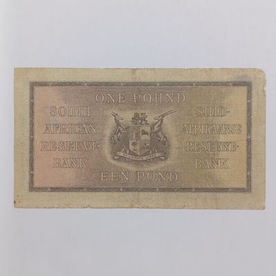 South Africa M H de Kock 1st series 3 September 1946 banknote - one rounded corner