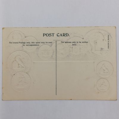 Antique Postcard with Spanish flag and coinage - Embossed and unused