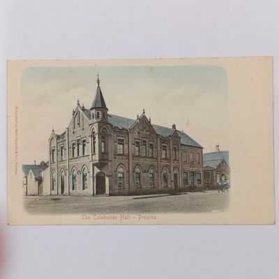 Antique unused postcard with the Caledonian Hall, Pretoria