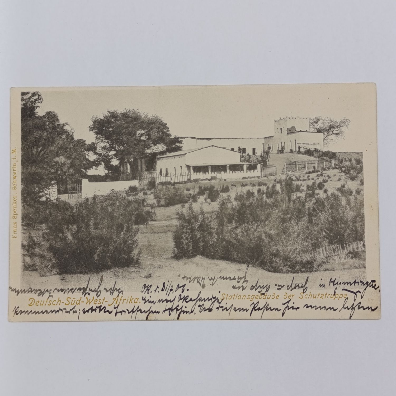 Antique 1906 Postcard from Karibib, GeSchitztruppe building, near Windhoek