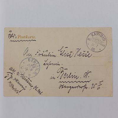 Antique 1906 Postcard from Karibib, GeSchitztruppe building, near Windhoek