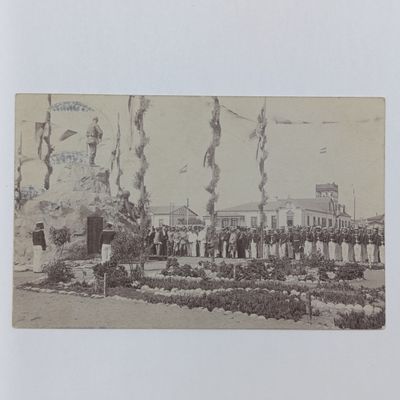 Antique GSWA postcard 1908 with imperial Yacht stamp sent Swakopmund to Hannover, Germany - Details about Monument unveiling