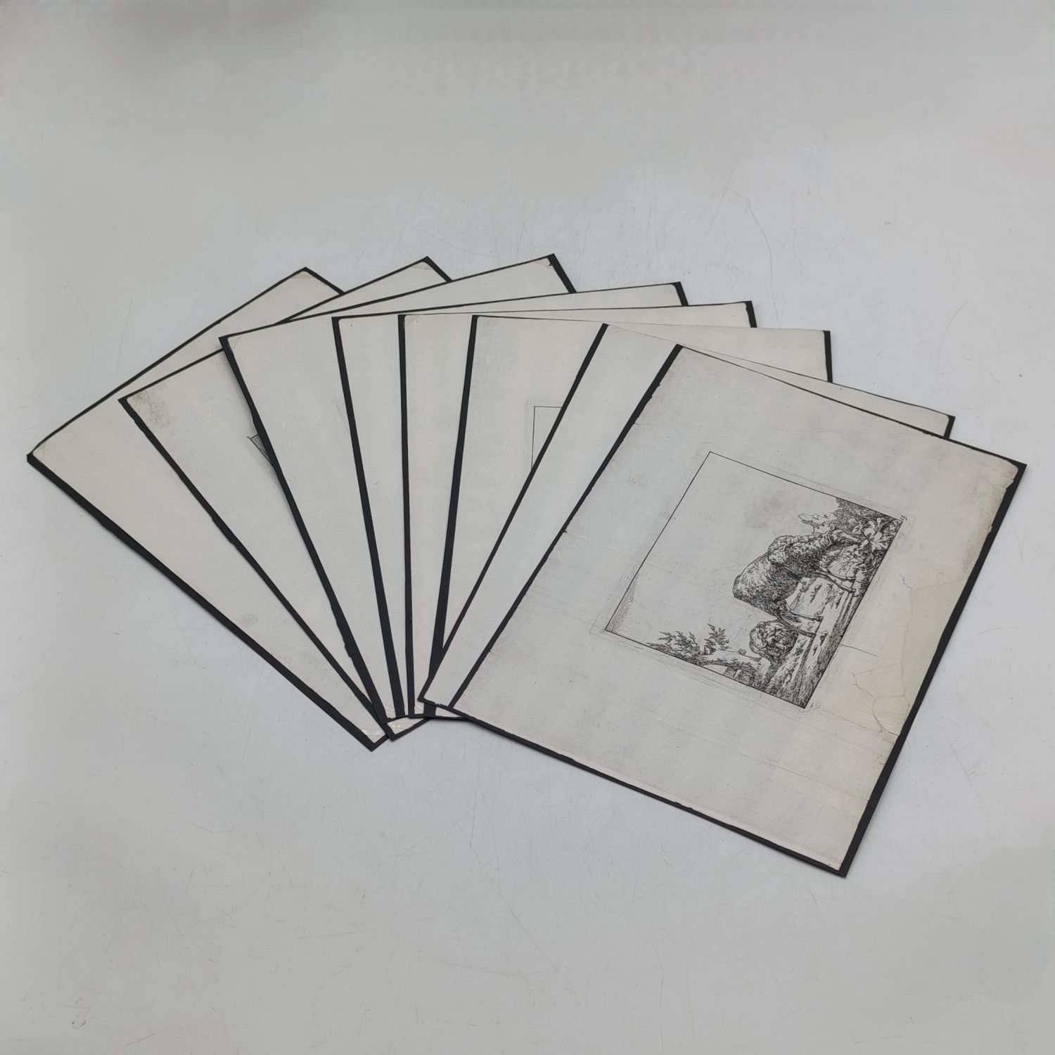 Lot of 8 original copperplate engravings printed in 1664 - Done by MD Bije