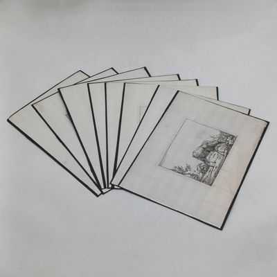 Lot of 8 original copperplate engravings printed in 1664 - Done by MD Bije
