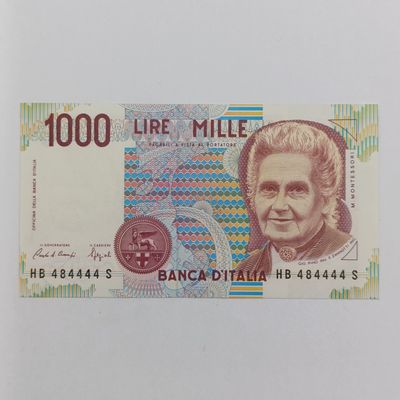 Italy Uncirculated 1000 Lire banknote with number 484444