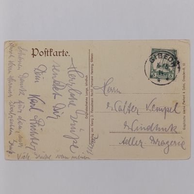 1914 Postcard form Gibeon to Windhoek - Adressed to Herru Walter Vimpel - 5 Pfennig Kaiser Yacht stamp - Bange photo postcard of Gibeon
