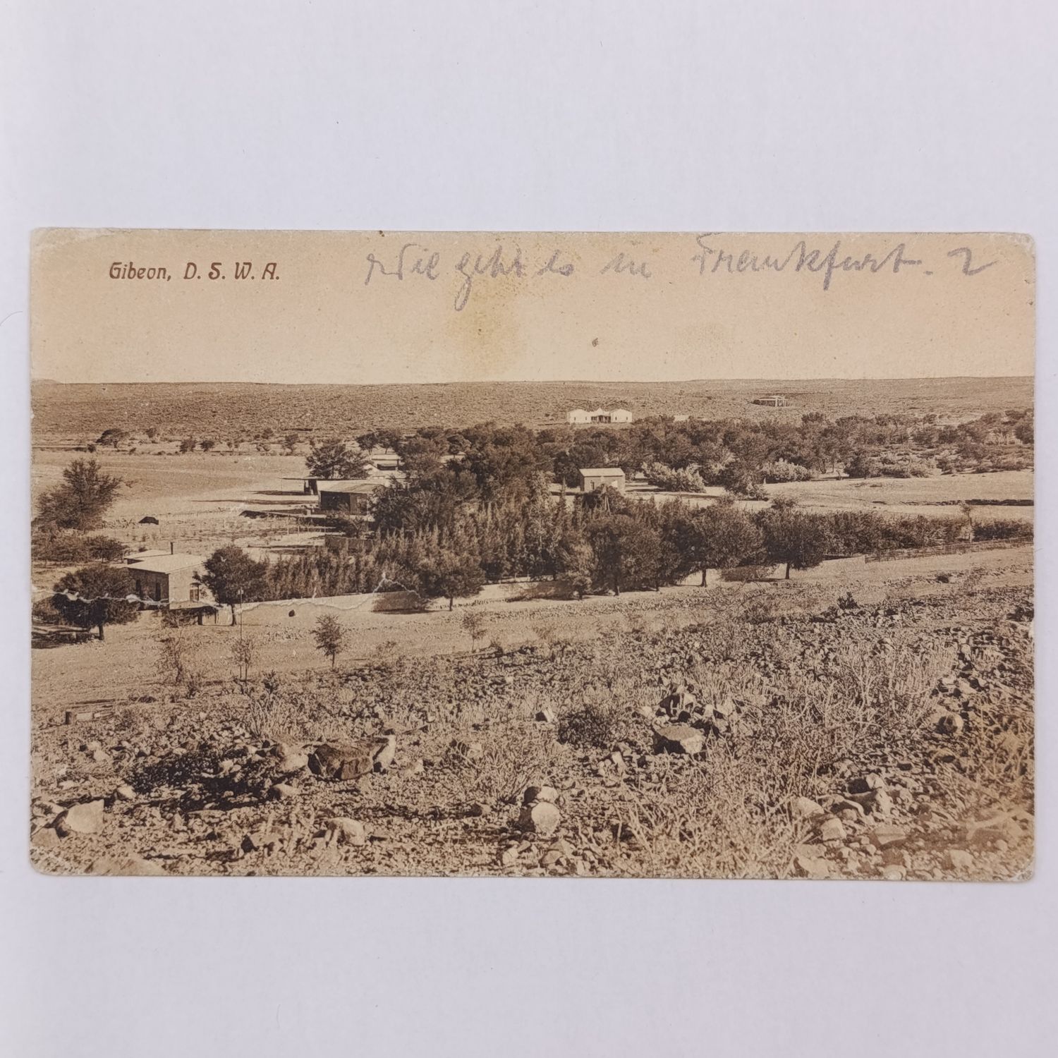 1914 Postcard form Gibeon to Windhoek - Adressed to Herru Walter Vimpel - 5 Pfennig Kaiser Yacht stamp - Bange photo postcard of Gibeon