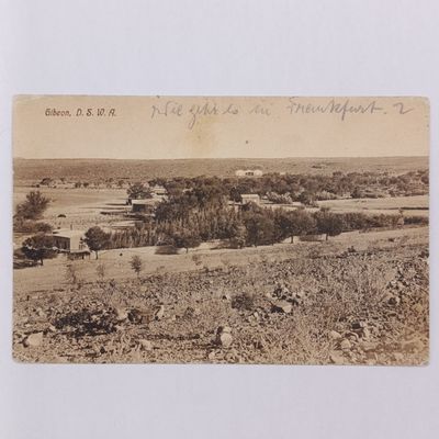 1914 Postcard form Gibeon to Windhoek - Adressed to Herru Walter Vimpel - 5 Pfennig Kaiser Yacht stamp - Bange photo postcard of Gibeon