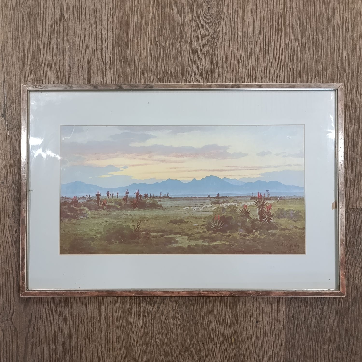 Antique Landscape painting by Jan Ernst Abraham Volschenk in 1912