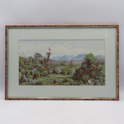 Antique Landscape painting by Jan Ernst Abraham Volschenk in 1912