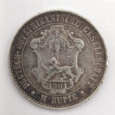 1901 German East Africa quarter rupee - silver