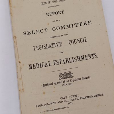 1871 Cape of Good Hope report of the select committee on medical establishments - mentioning contagious Diseases prevention act