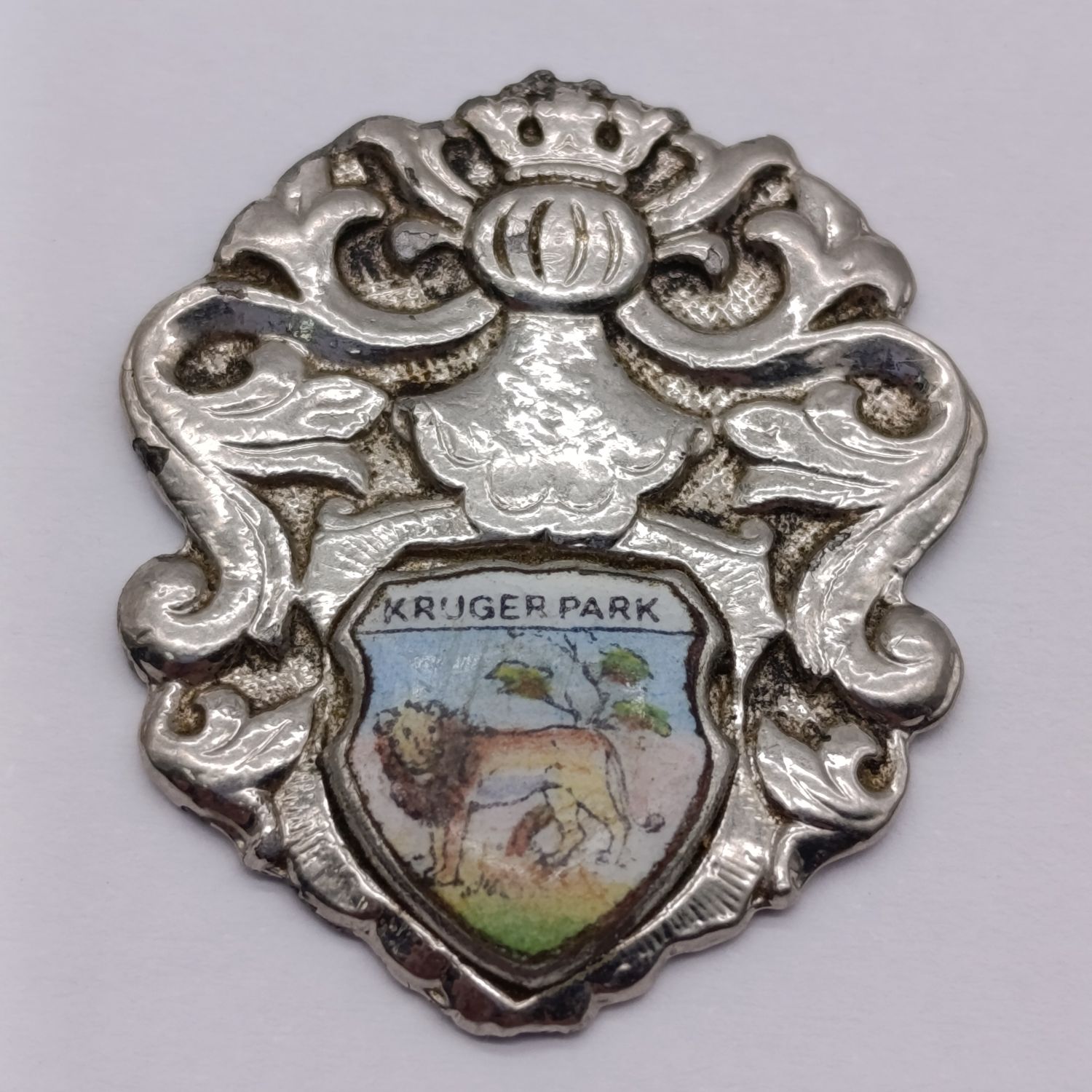 Kruger Park Vintage badge with St. Christopher on the back