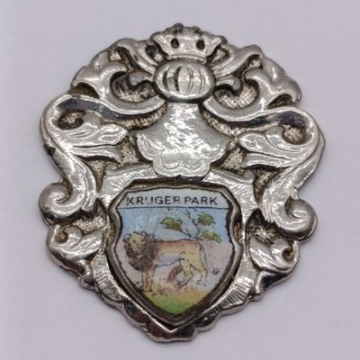 Kruger Park Vintage badge with St. Christopher on the back