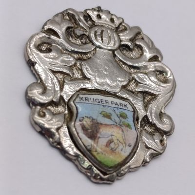 Kruger Park Vintage badge with St. Christopher on the back