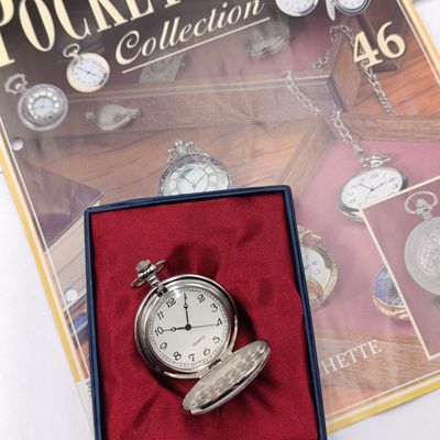 1930's Style Caravan full hunter quartz pocket watch - #46 Pocket watch collection - with book