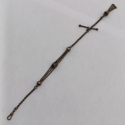 Antique Pocket watch fob chain - 27cm long - Appears to be silver
