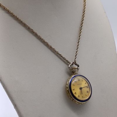 Vintage Moeris Swiss pendant watch - working - with necklace