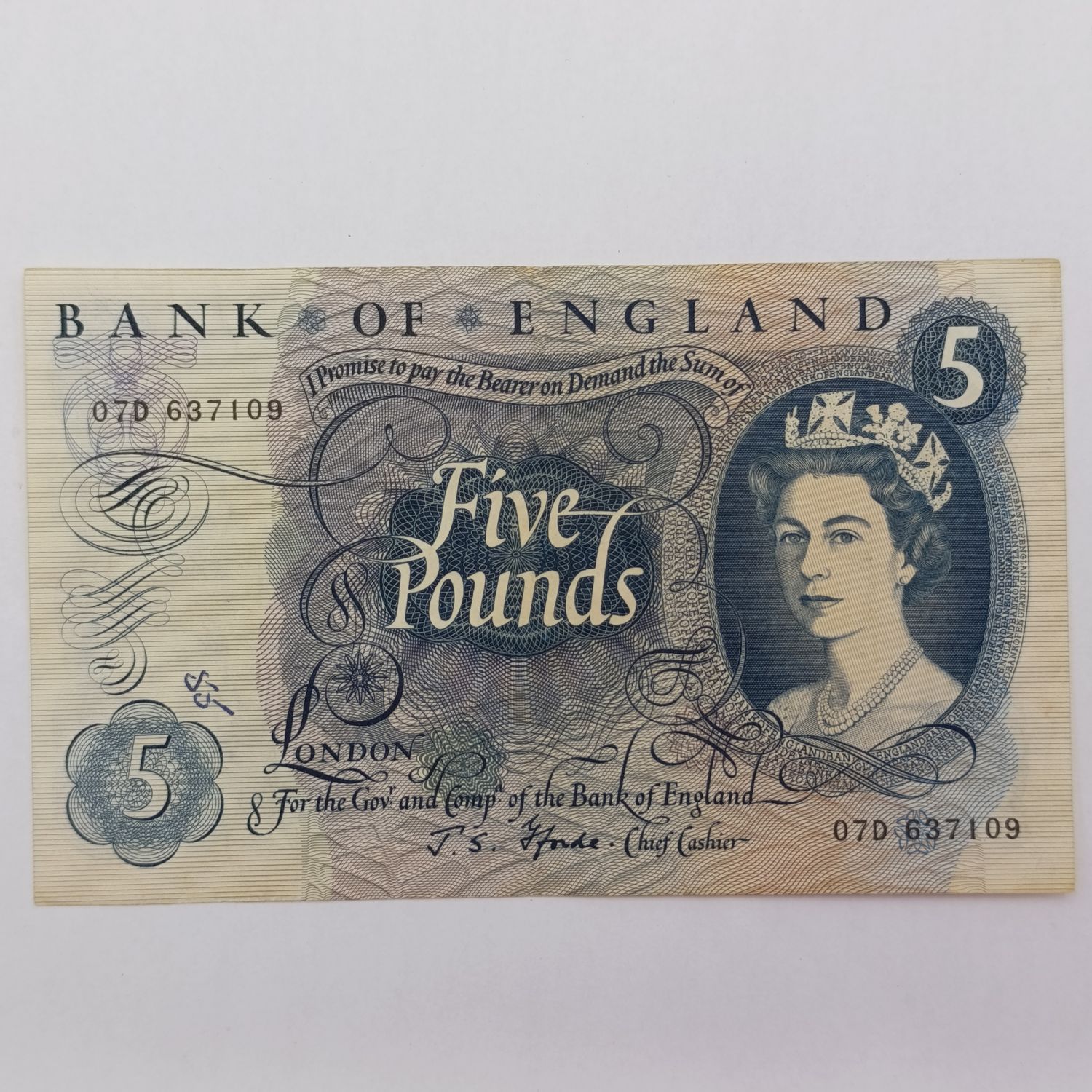 1967-1970 Series Great Britain 5 Pound banknote - Bank of England