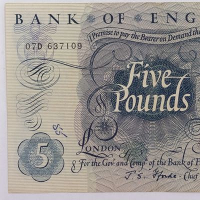 1967-1970 Series Great Britain 5 Pound banknote - Bank of England