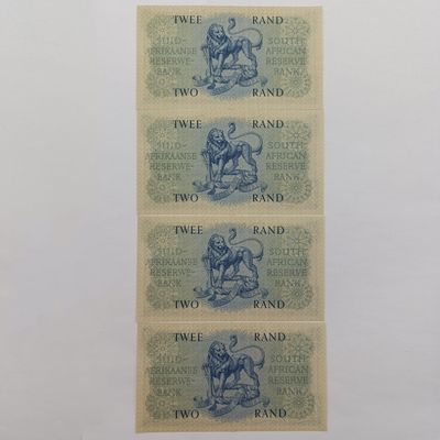 Lot of 4 MH de Kock 1961 R2 banknotes with consecutive numbers - centre creases