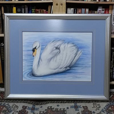 Beautiful pastel artwork of swan by Estelle van Schalkwyk