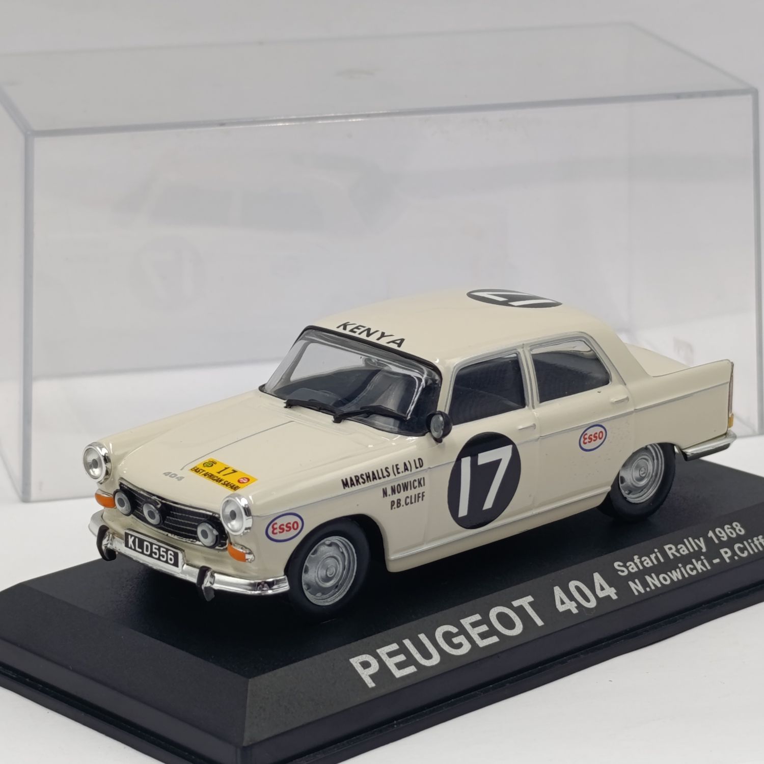 Peugeot 404 Die-cast rally model car - scale 1/43 - N. Nowicki - P. Cliff