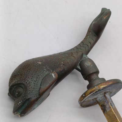 Vintage Maltese Dolphin brass door knocker