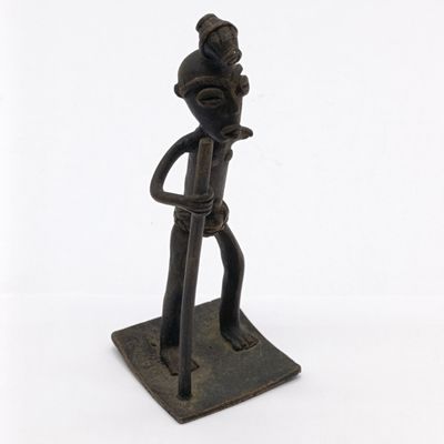West African Lost wax bronze figurine - Ashanti gold-weight style - One-armed woman early 1900's