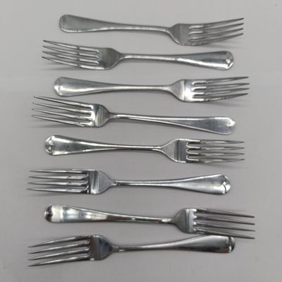 Set of 8 large stainless chrome plated forks