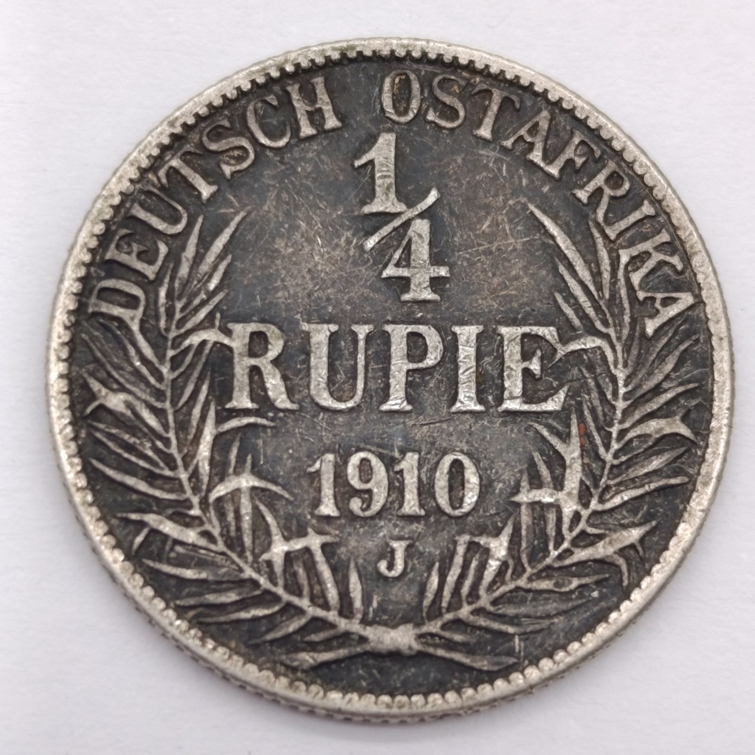 1910 J German East Africa quarter rupie - silver