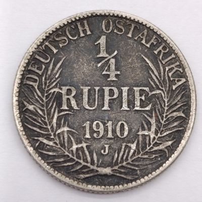 1910 J German East Africa quarter rupie - silver